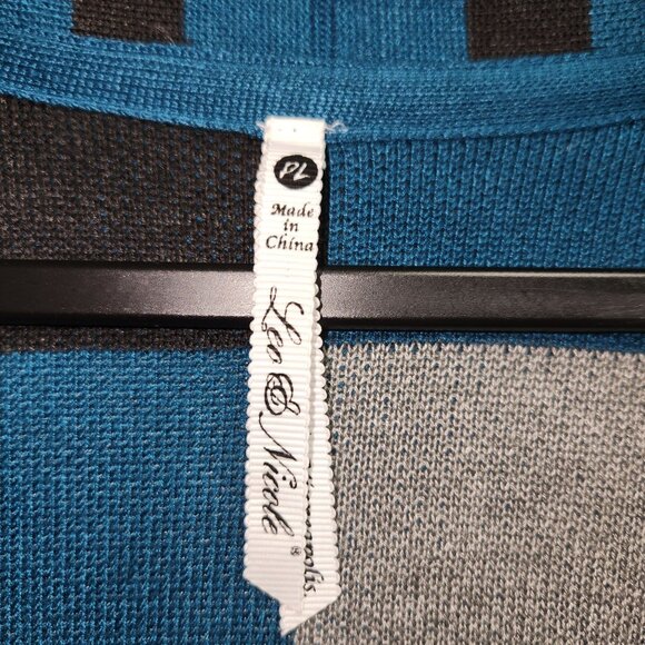 Leo & Nicole Womens PL Open Front Plaid Cardigan Sweater Blue & Gray 2389 - Picture 3 of 7